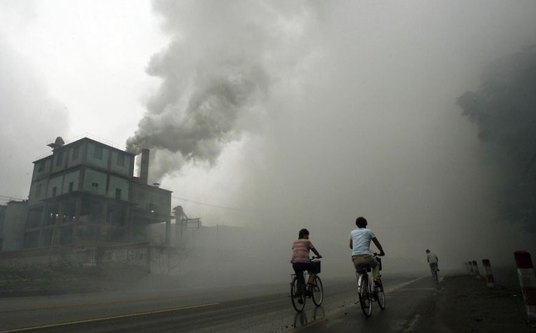 Pollution from a factory in Yutian, 100km east of Beijing